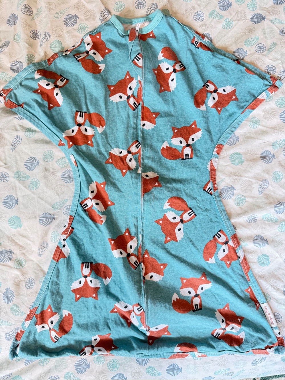 Sleeping Baby Zipadee-Zip Fox Print transitional sack - Teal and Orange smal
